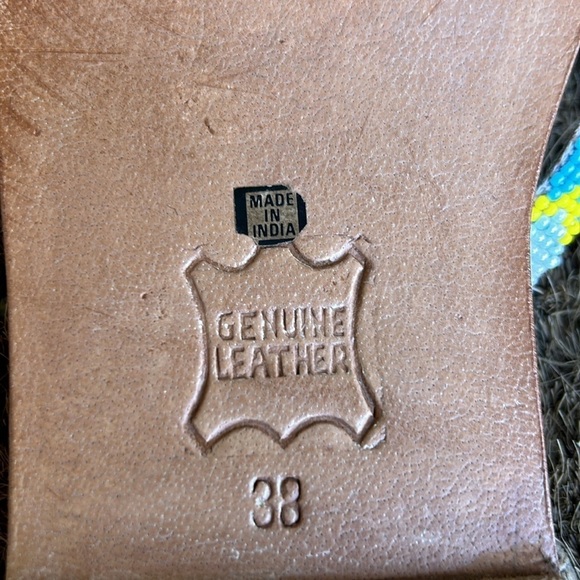 French Connection Beaded Leather Sandals Beach Spring Summer Bohemian Vibes 38 - Picture 5 of 5